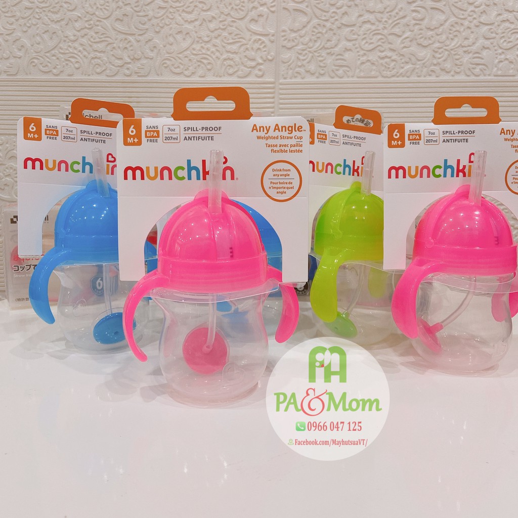 Bình munchkin 200ml cho bé tập uống nước có ống hút