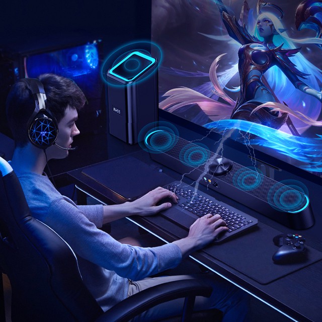 Bộ 2 Loa Vi Tính Để Bàn Gaming Sada Hỗ Trợ Bluetooth D238 Dòng Loa Chính Hãng HOT Năm 2020 Với Dải Led RGB