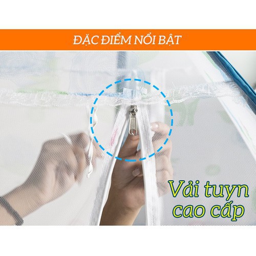 DEAL SÓC Màn Chụp Đỉnh Rộng Tự Bung Mùng Chụp Chống Muỗi Xuất Khẩu 1m6 1m8 2m2 Đủ Size