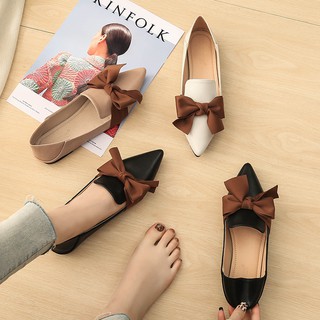 Giày Búp Bê Mũi Nhọn Đính Nơ Xinh Xắn Dành Cho Nữ size 34-42 Thời Trang