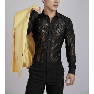 Áo sơ mi lưới tay dài nam