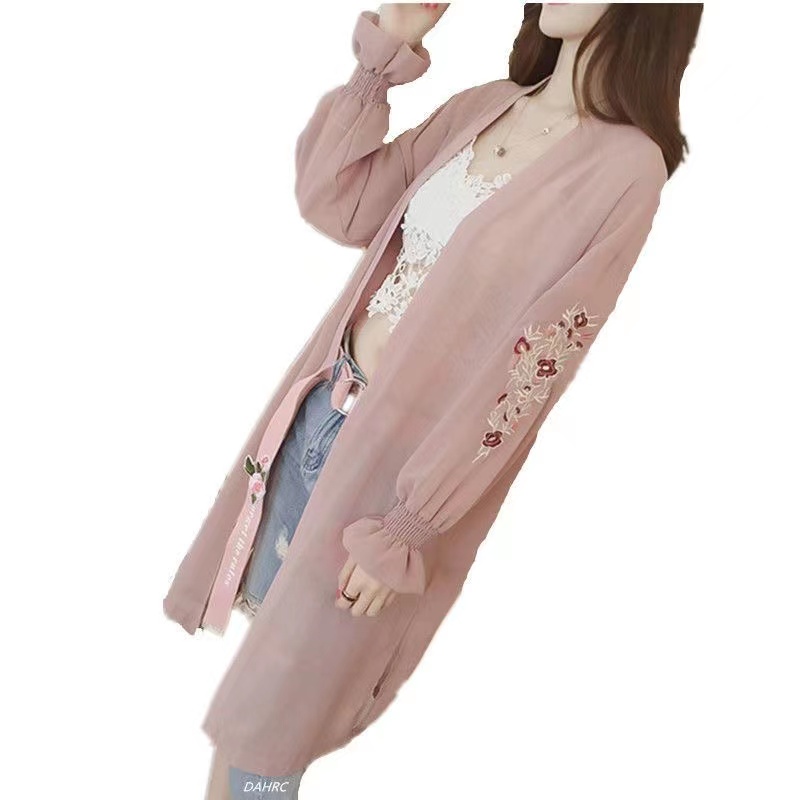 Áo Sơ Mi Chiffon Dài Tay Họa Tiết Thêu Thời Trang Cho Nữ