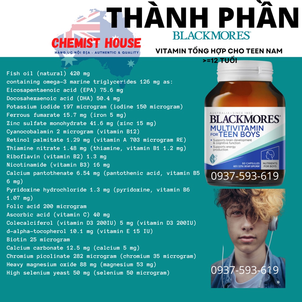 Vitamin tổng hợp cho Teen Nam Nữ BỔ SUNG TOÀN DIỆN - Blackmores Multivitamin for Teen Boys | Teen Girls