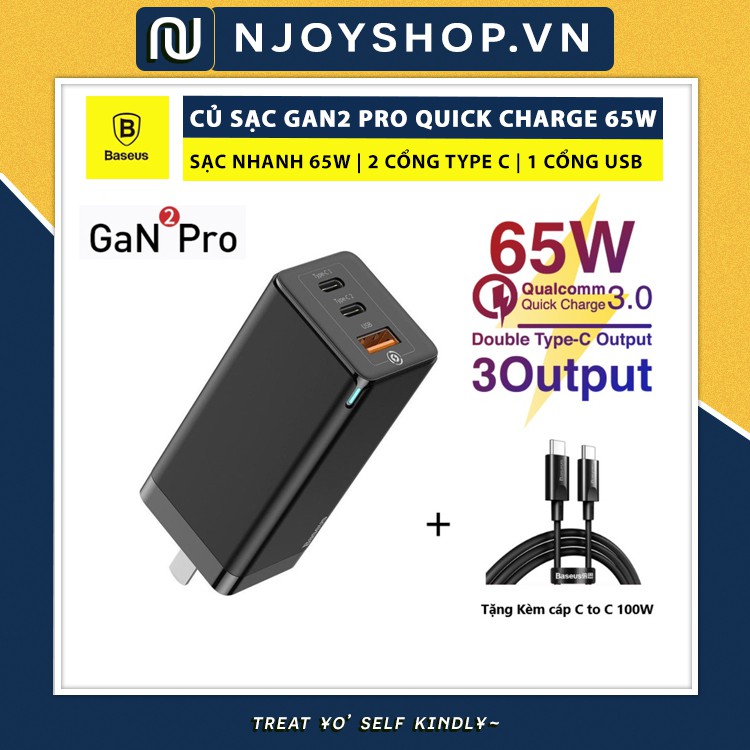 [BH 6 THÁNG] CỦ SẠC NHANH BASEUS 65W GAN 2 PRO DÀNH CHO MỌI THIẾT BỊ ĐIỆN THOẠI IPHONE ANDROID LAPTOP MACBOOK