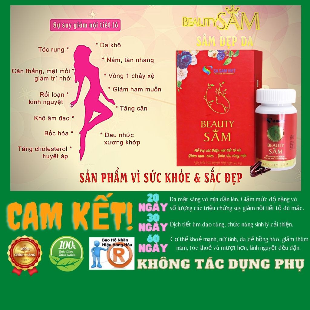 Viên uống trắng da BEAUTYSAM - Đẹp da, không tác dụng phụ, hàng chính hãng, thương hiệu được bảo hộ