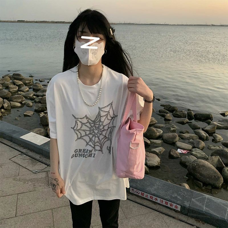 Áo Thun Tay Lỡ 100% Cotton Form Rộng Unisex Ulzzang Lưới Nhện