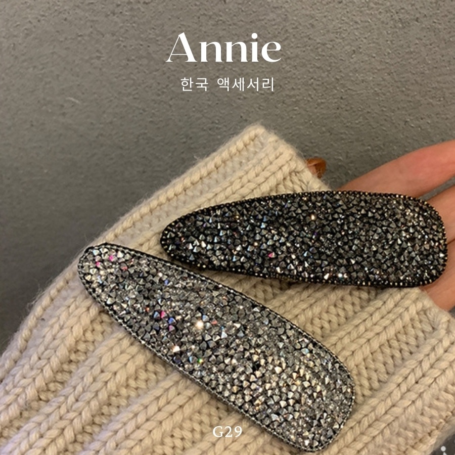 Kẹp tóc đính đá dạng dẻo hình thoi hình chữ nhật cá tính trẻ trung ANNIE - G29
