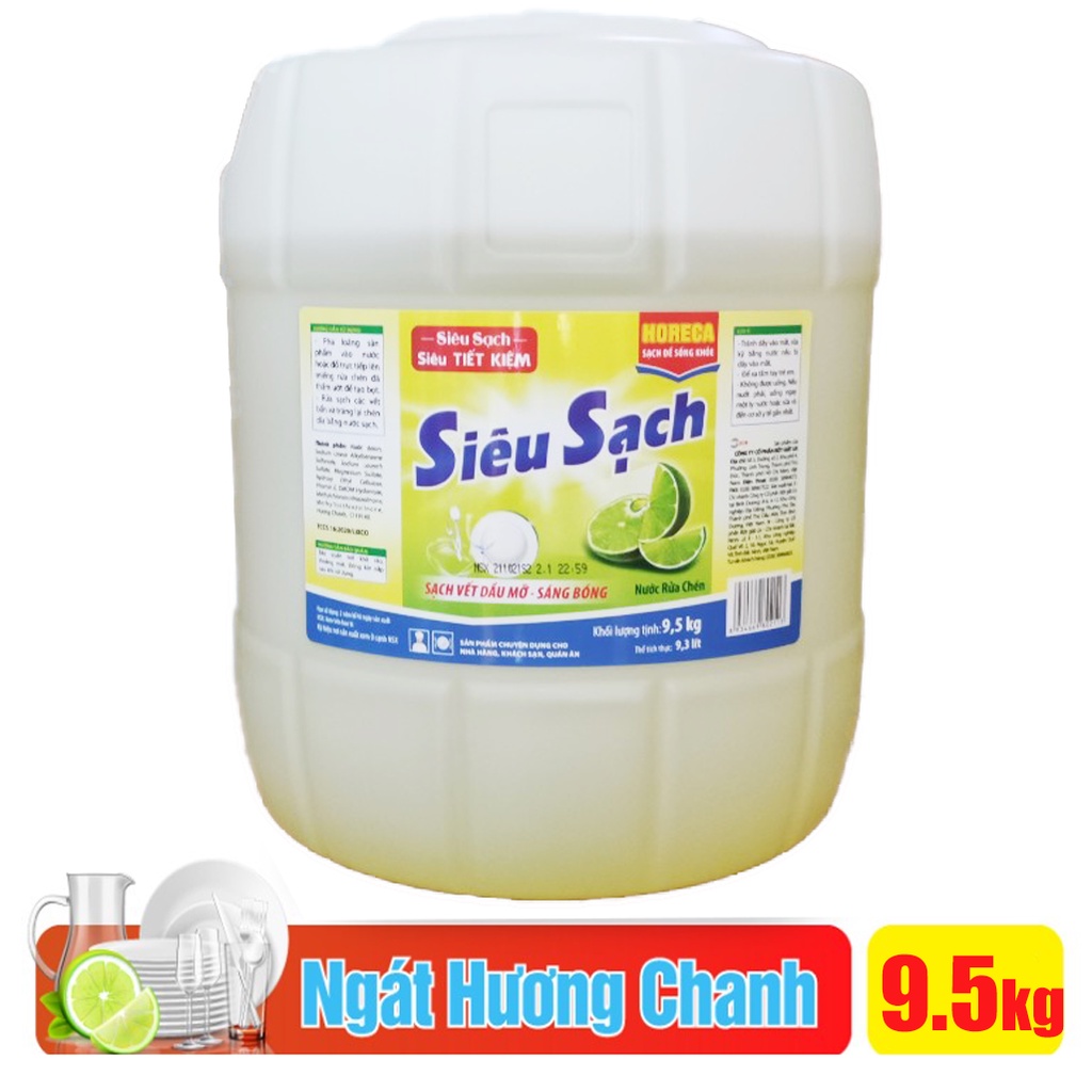 Nước rửa chén Siêu sạch Lix Hương Chanh 9.5kg [Mẫu mới - Tiết kiệm]