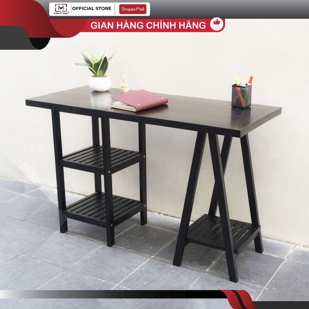 Bàn học và làm việc gỗ chân tháp có kệ cao cấp thương hiệu MW FURNITURE - Nội thất căn hộ