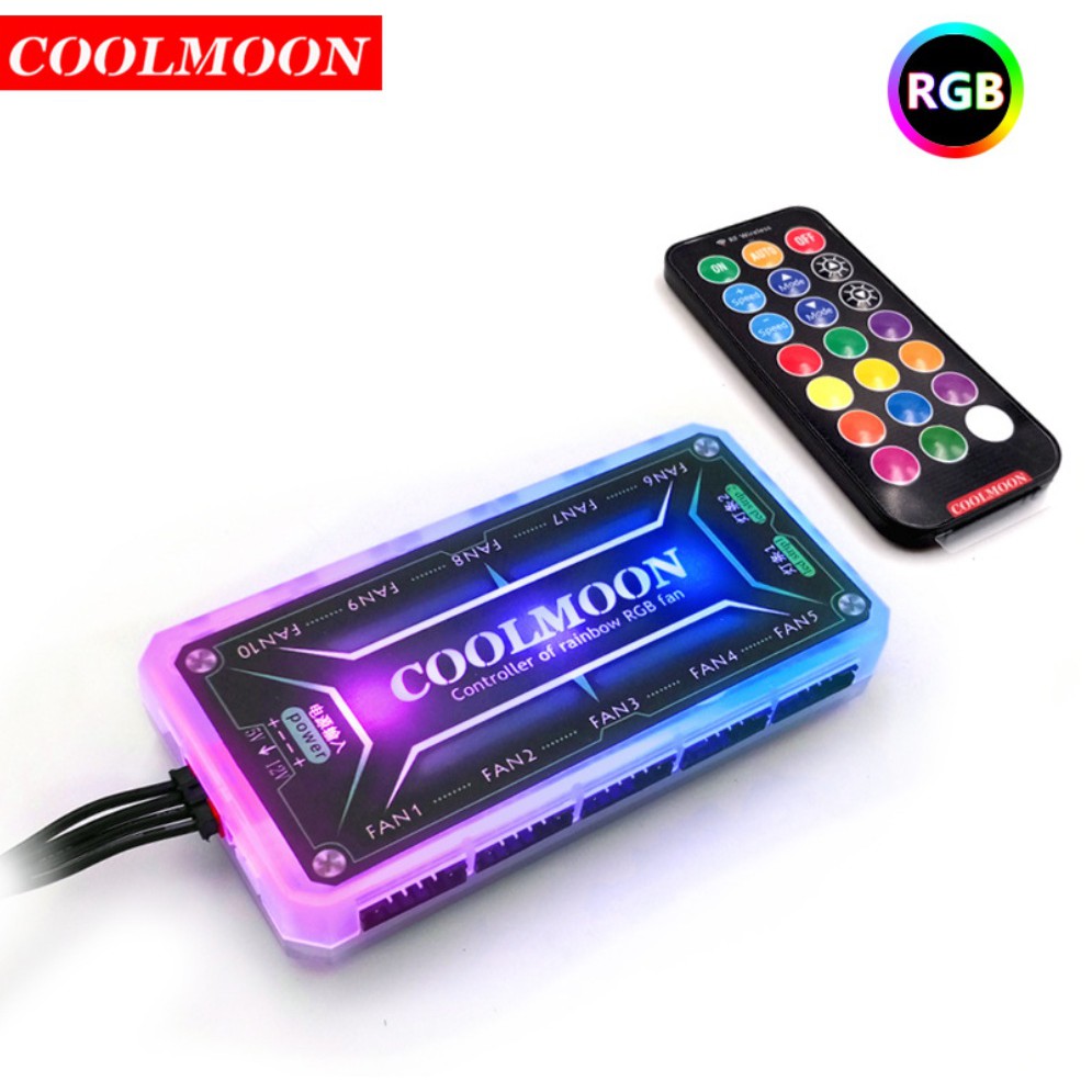 Bộ 6 Quạt Tản Nhiệt, Fan Case ROG Led RGB Dual Ring (LED 2 mặt) - Kèm Bộ Hub Và Remote