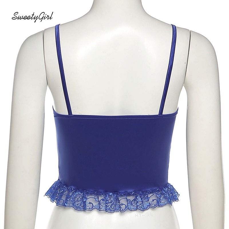 Áo hai dây cổ chữ V hở lưng phối ren màu trơn thời trang cho nữ