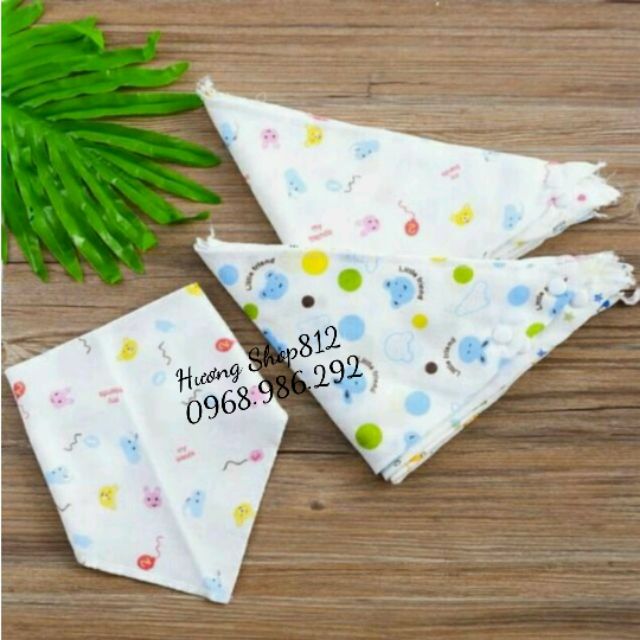 10 Chiếc Khăn Yếm Xô / Khăn Xô Tam Giác Cúc Bấm ( ko chọn mẫu )