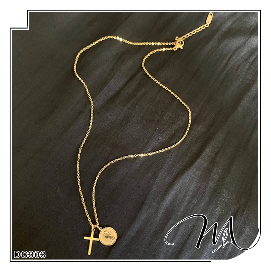 Dây chuyền nữ Titan mặt chữ thập thánh giá đồng xu - Măng's House DC303