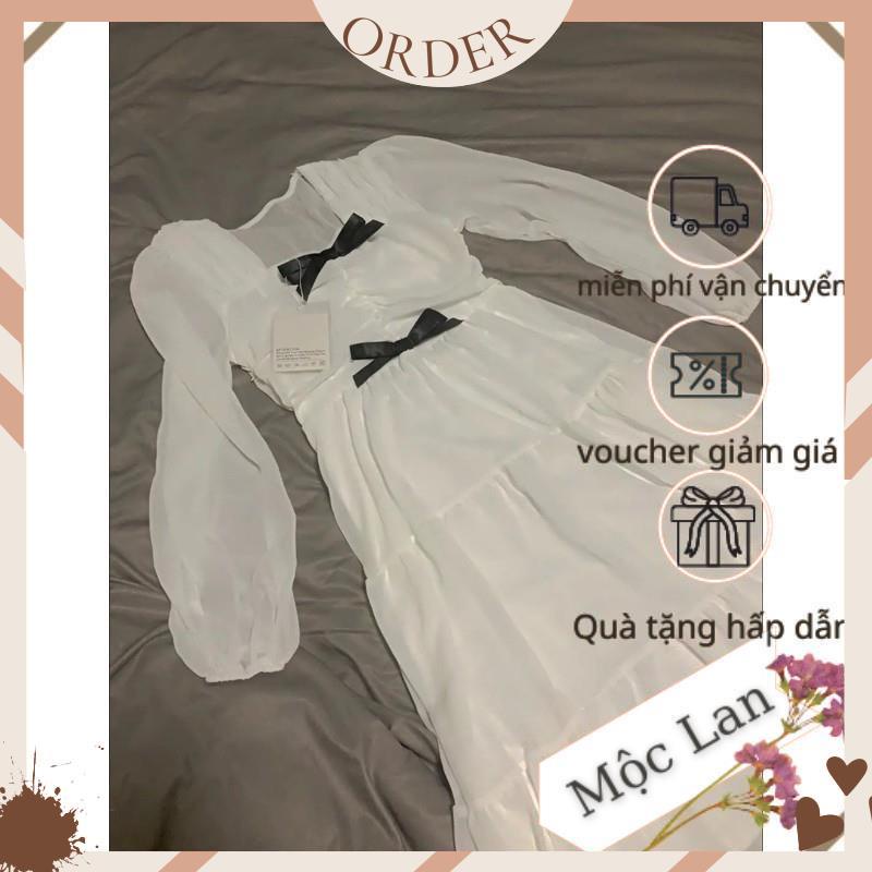 SẴNĐầm trắng xoè tầng voan ulzzang tiểu thư đính nơ công chúa xinh dự tiệc prom/Váy bánh bèo tay bồng vintage retro | BigBuy360 - bigbuy360.vn