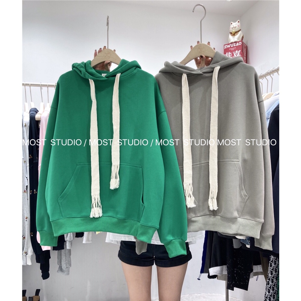 Áo hoodie nam nữ form rộng dây to màu trơn áo nỉ bông HNDHD03 | BigBuy360 - bigbuy360.vn