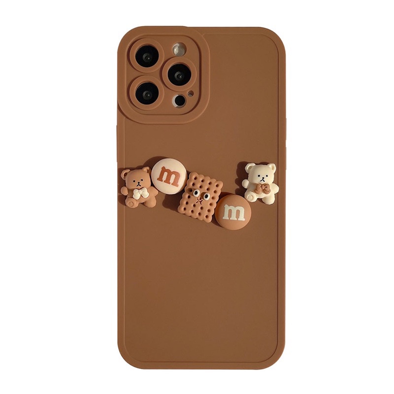 (SIÊU RẺ) Ốp lưng iphone màu nâu kẹo M &amp; bánh quy 7plus/8/8plus/x/xr/xs/11/12/13/pro/max/plus/promax