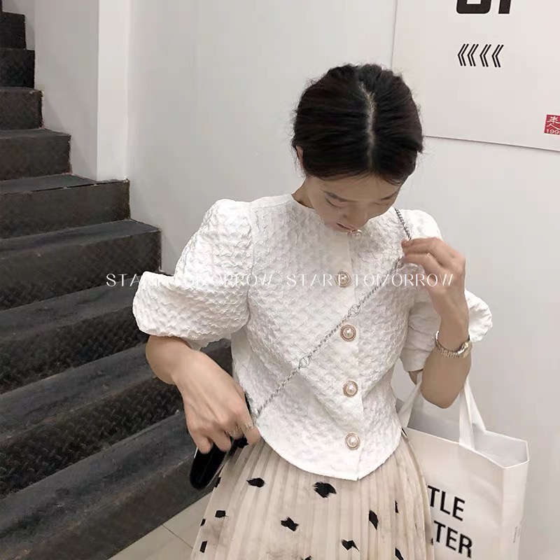 Áo Sơ Mi Nữ Ngắn Tay Dễ Thương Phong Cách Retro Mùa Hè