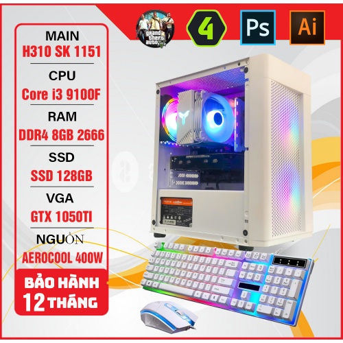 Bộ máy i3 9100F + GTX 1050ti max setting liên minh, cs:go, chơi được pubg