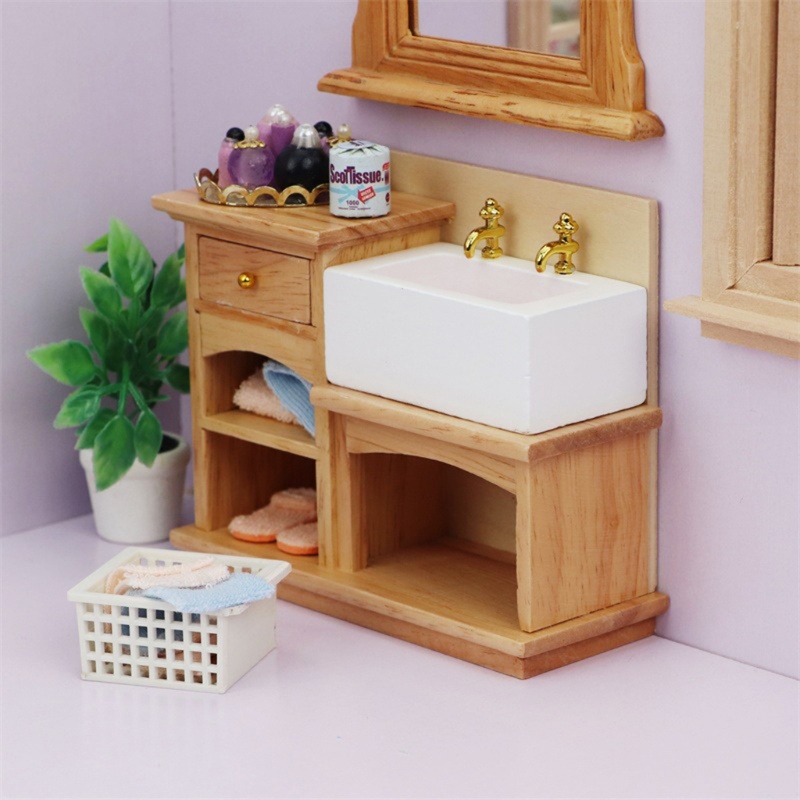 Mô Hình Chậu Rửa Tay Bằng Gốm 1 / 12 Độc Đáo Trang Trí Nhà Búp Bê