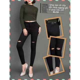 Size đại - Big size Quần jean nữ rách gối cao cấp jean cotton co dãn tốt