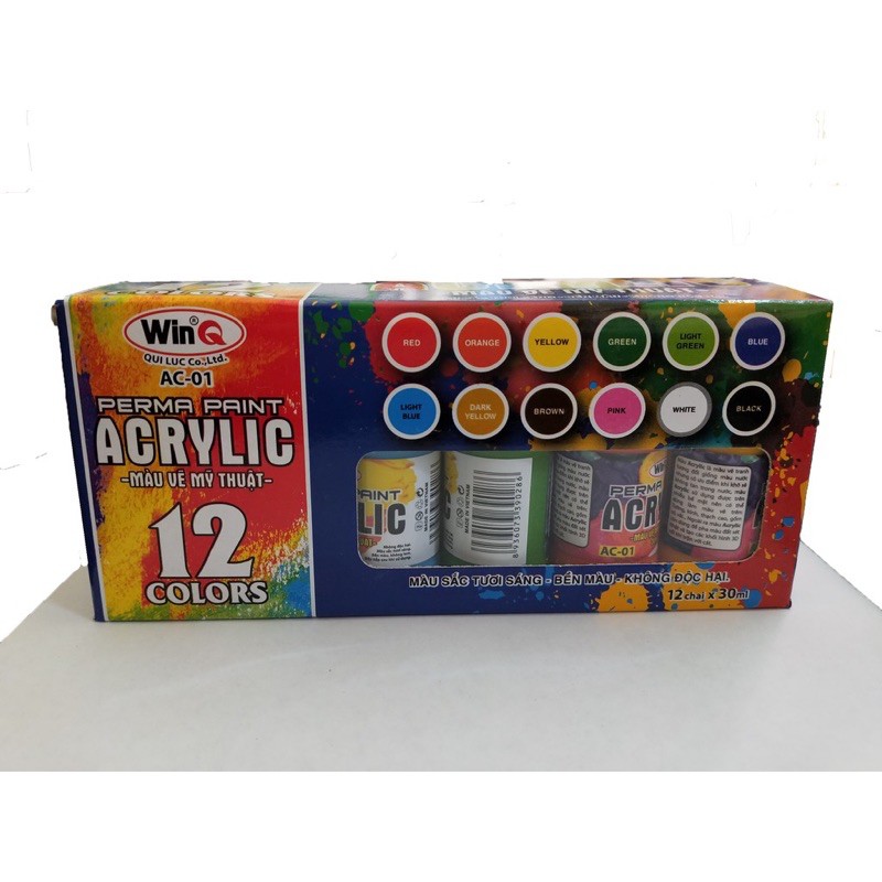 MÀU ACRYLIC PERMA PAINT AC-01 30ML 12 MÀU WINQ-VIETNAM