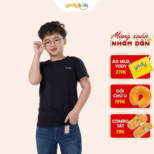 Áo thun trơn cho bé lớn YODY phông tay ngắn, vải cotton co giãn, thoáng mát, mềm mịn TSK5117