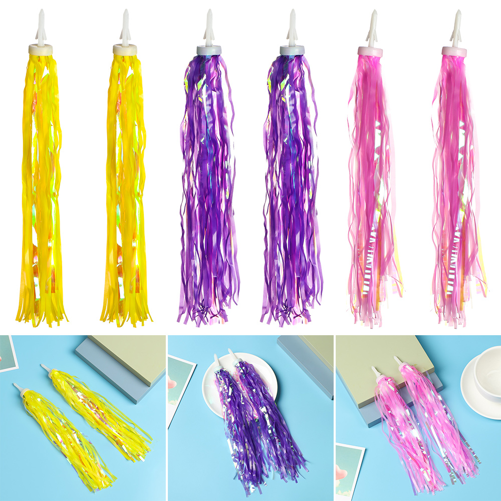 Set 2 Dây Tua Rua Nhiều Màu Trang Trí Tay Lái Xe Đạp/Xe Máy Scooter Cho Bé