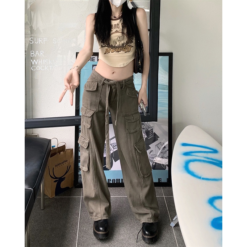 Quần Denim Ống Suông Rộng Lưng Cao Thời Trang Công Sở Dành Cho Nữ