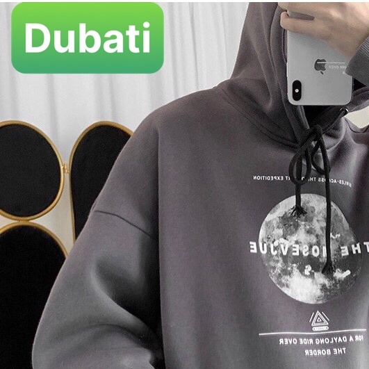 ÁO KHOÁC NỈ - ÁO KHOÁC HOODIE NAM NỮ MẶT TRĂNG TRÒN CHẤT NỈ DÀY TAY DÀI FROM RỘNG UNISEX- DUBATI FASHION