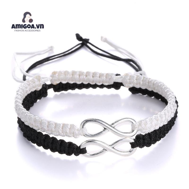 ✨✨1 vòng tay bện dây mặt kim loại khắc số 8 cho cặp đôi