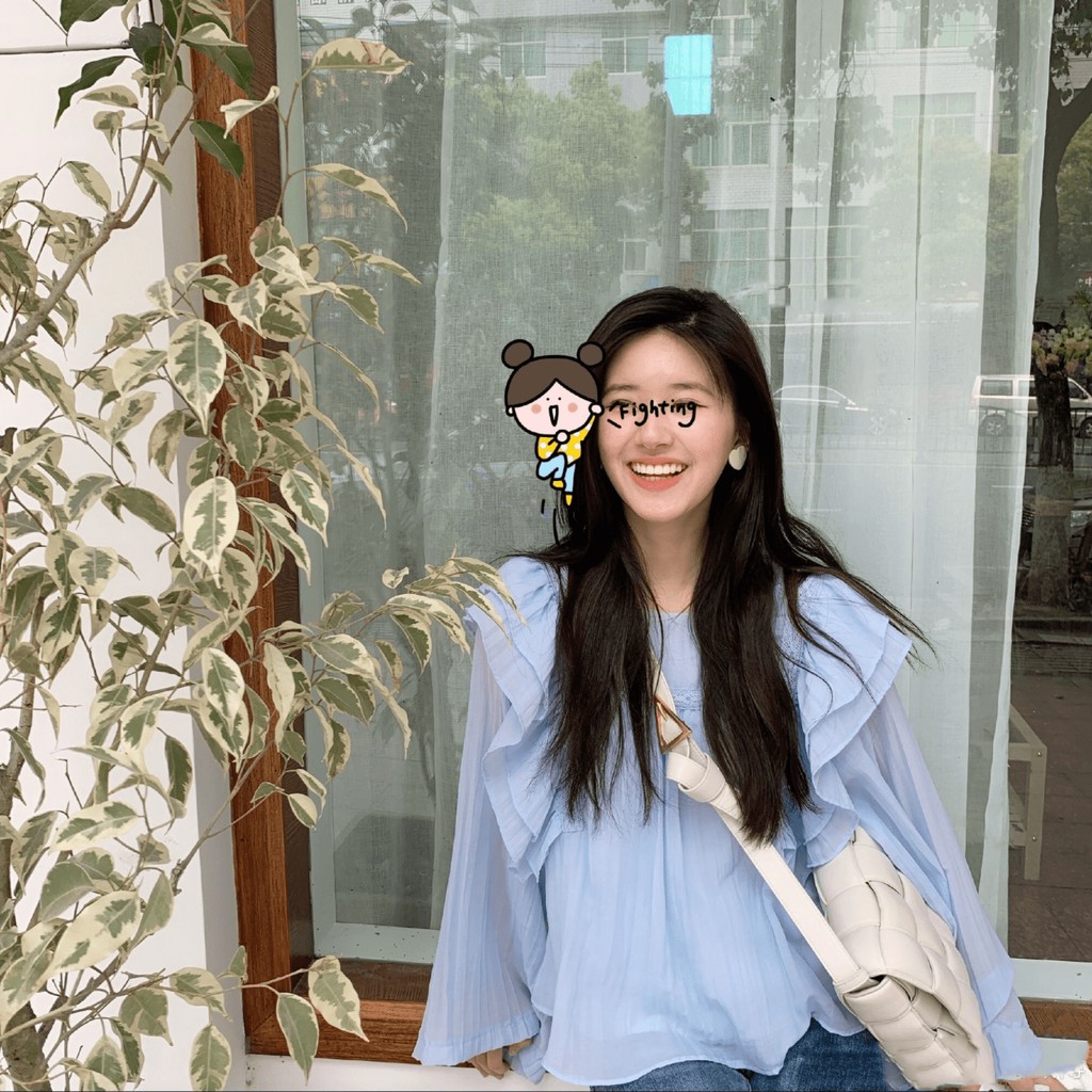 Áo Sơ Mi Kiểu Bánh Bèo Voan Xanh Pastel Nữ Tính - Áo Triệu Lộ Tư