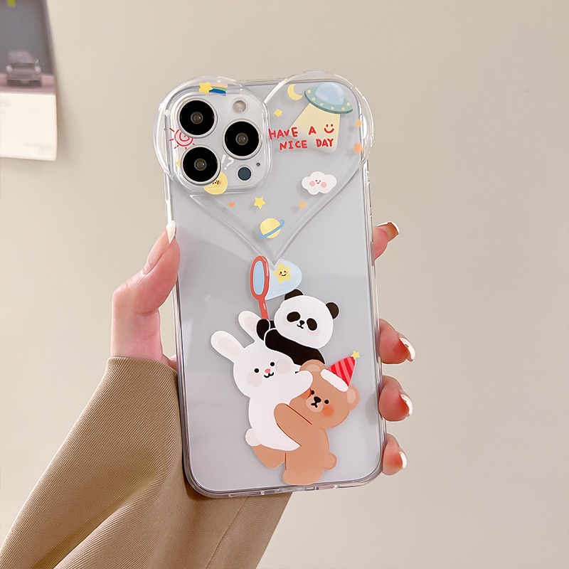 Ốp Điện Thoại tpu Silicon Trong Suốt Họa Tiết Trái Tim Lớn Cho Iphone 13iPhone11 / 12Pro xr / 8 xs