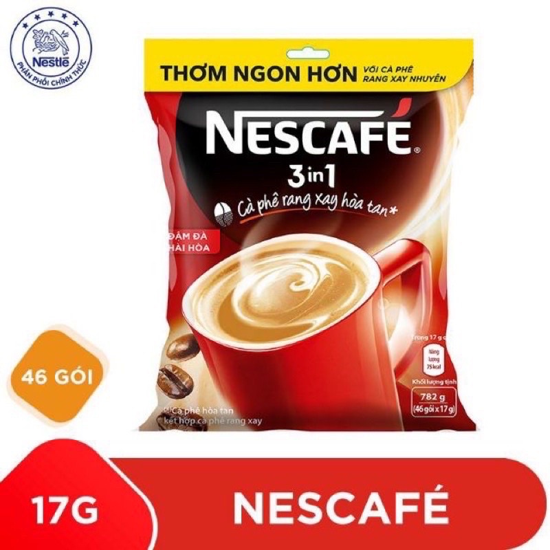 Cà phê sữa Nescafe rang xay 3in1 ( bịch 46 gói x 16gr )