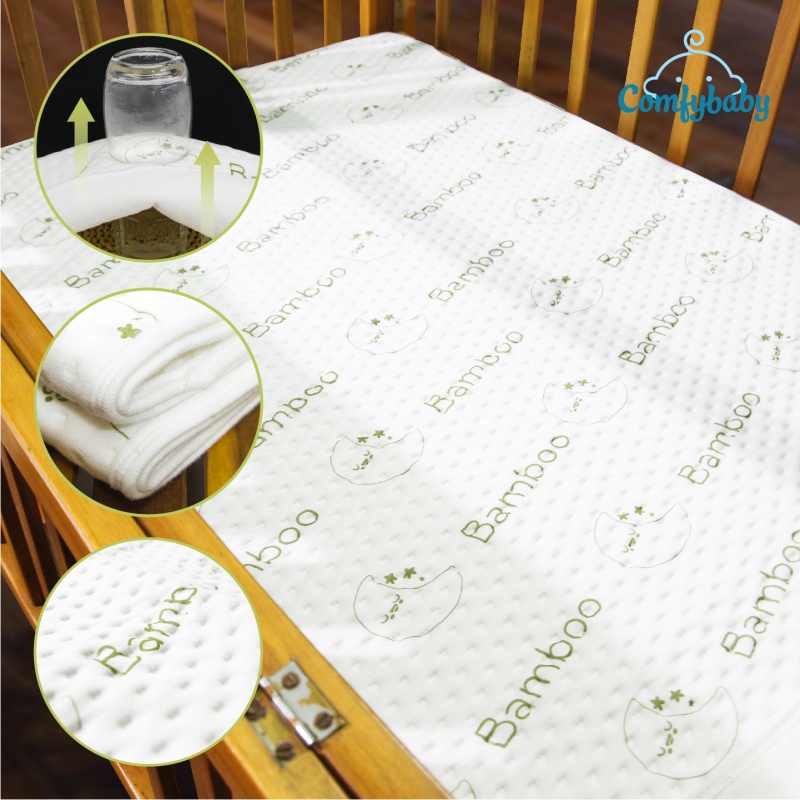 Tấm lót chống thấm thay tã cho bé 4 lớp sợi tre Bamboo Comfybaby 50*70cm, 70*120cm