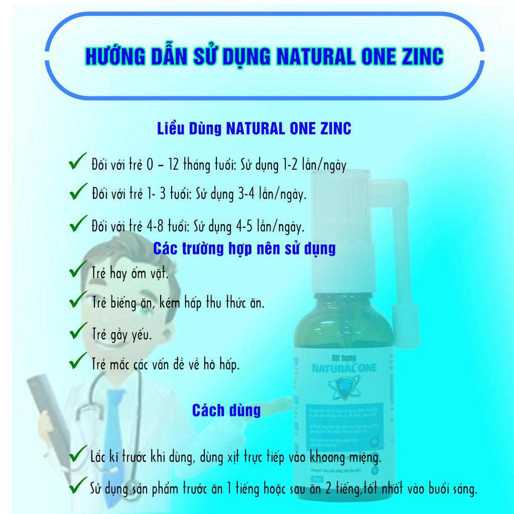 Xịt bổ sung kẽm Natural One Zinc 30ml cho trẻ từ 0 tháng tuổi, giảm rối loạn tiêu hóa, tiêu chảy, chán ăn - DEKABON