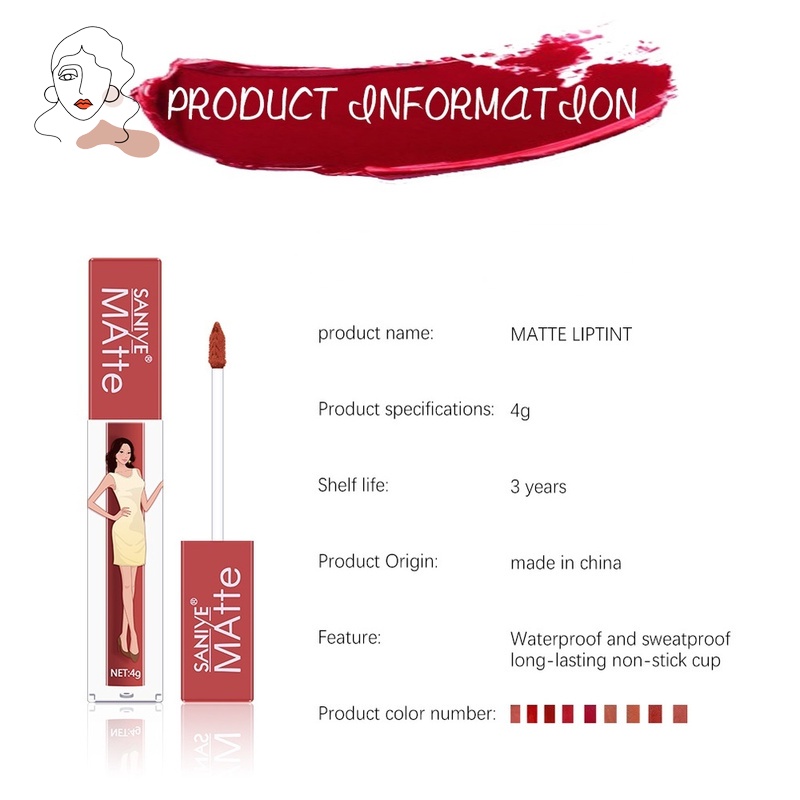 Son Kem Lì Kháng Nước Nhanh Khô Và Lâu Trôi 9 Màu Tùy Chọn Thời Trang Cho Nữ 4g