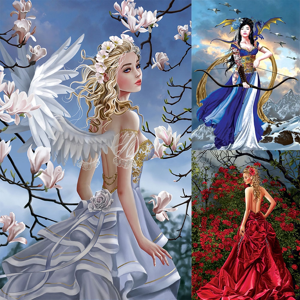 Bộ tranh đính đá tự làm 5D cỡ 30x40cm trang trí nhà cửa DIY