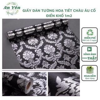 GIẤY DÁN TƯỜNG HOẠ TIẾT CHÂU ÂU CỔ ĐIỂN KHỔ 1m2,GIẤY DÁN TƯỜNG PHỦ PVC KÈM KEO DÁN CHỐNG ẨM MỐC