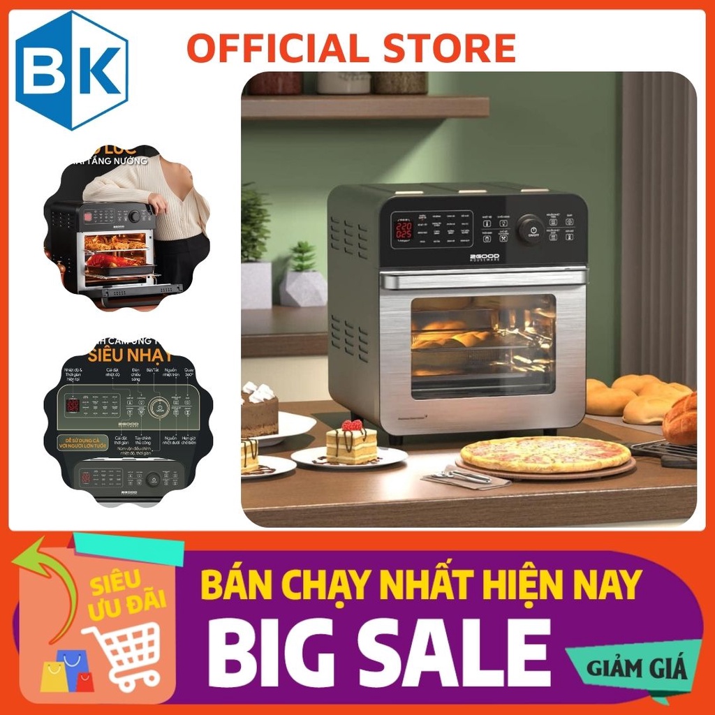 Nồi Chiên Không Dầu Inox 304 2GOOD S20 10 Chế Độ Nấu Dung Tích 15L,Nồi chiên không dầu Lorente LT-1600