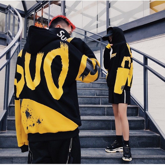 Áo hoodie Unisex dáng rộng đường phố Hot thu đông 2018