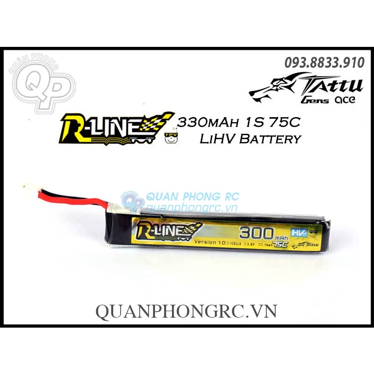 Pin Tattu R-Line 300mAh 1S 75C 3.8V LiHV Battery PH2.0