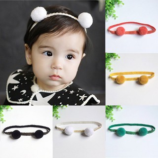 Băng đô kiểu ren đính quả cầu lông dễ thương cho bé gái