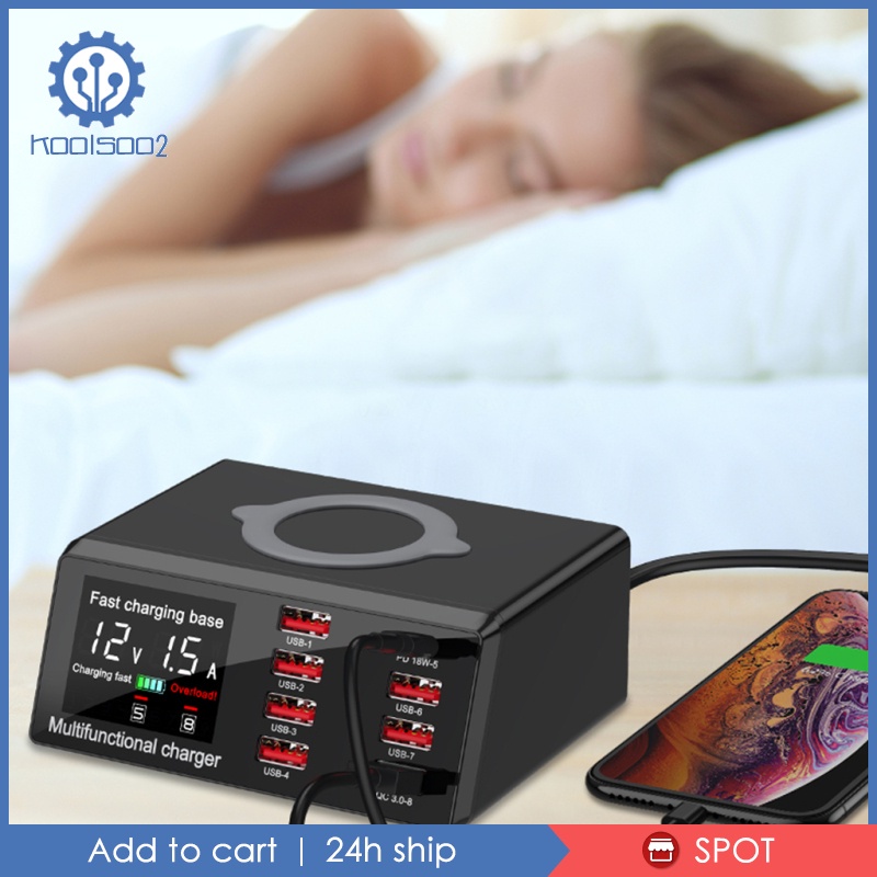 Wireless Charging Station 8 Ports USB Charger Quick Charge 3.0 HUB AU Plug