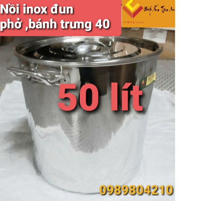 Nồi inox 45, 50 lít Vietcook đáy từ Size 40  nồi nấu bánh trưng ,hầm xương, nồi luộc gà, nồi phở, nồi quân dụng