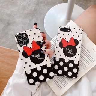 iPhone 13 Pro Max 12 Mini iPhone 12 Pro Max iPhone 11 Pro Max Xs Max XR iPhone 6 6s 7 8 Plus SE 2020 Cute Cartoon Minnie Mouse PU Leather Back Casing Case