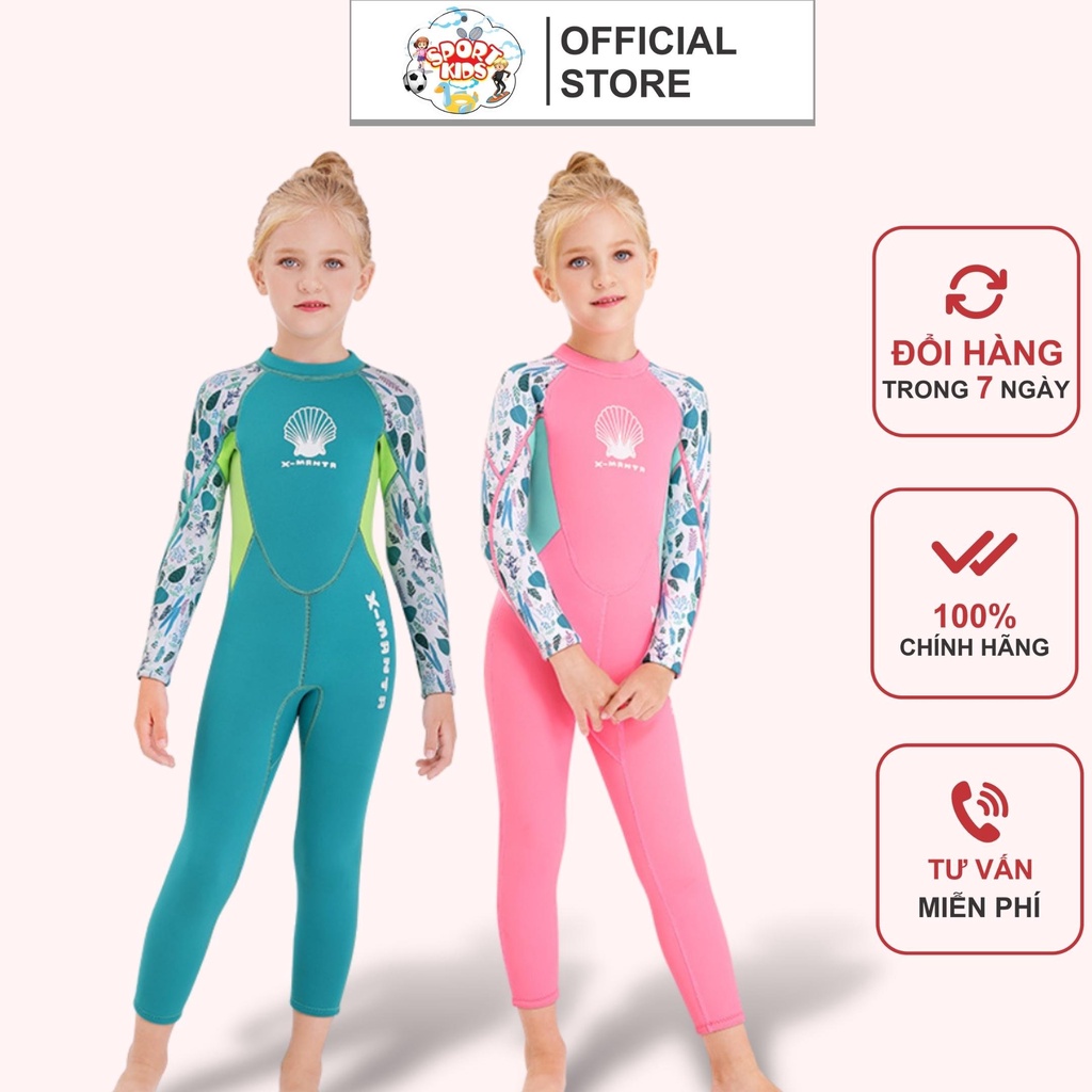 Đồ Bơi Liền Thân Dài Tay Cho Bé Gái Từ 10kg Đến 46kg - SPORTKIDS 10
