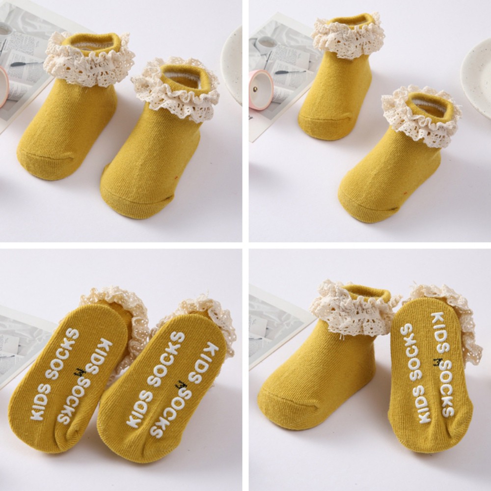 Vớ cotton phối ren thoáng khí cho bé gái