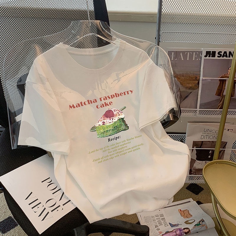 Áo Thun Tay Ngắn Dáng Rộng In Họa Tiết Dễ Thương Thời Trang Mùa Hè Cho Nữ