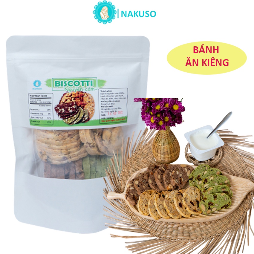 Bánh Biscotti Nguyên Cám Phù Hợp Ăn Kiêng Giảm Cân Eatclean Nakuso (250Gr)