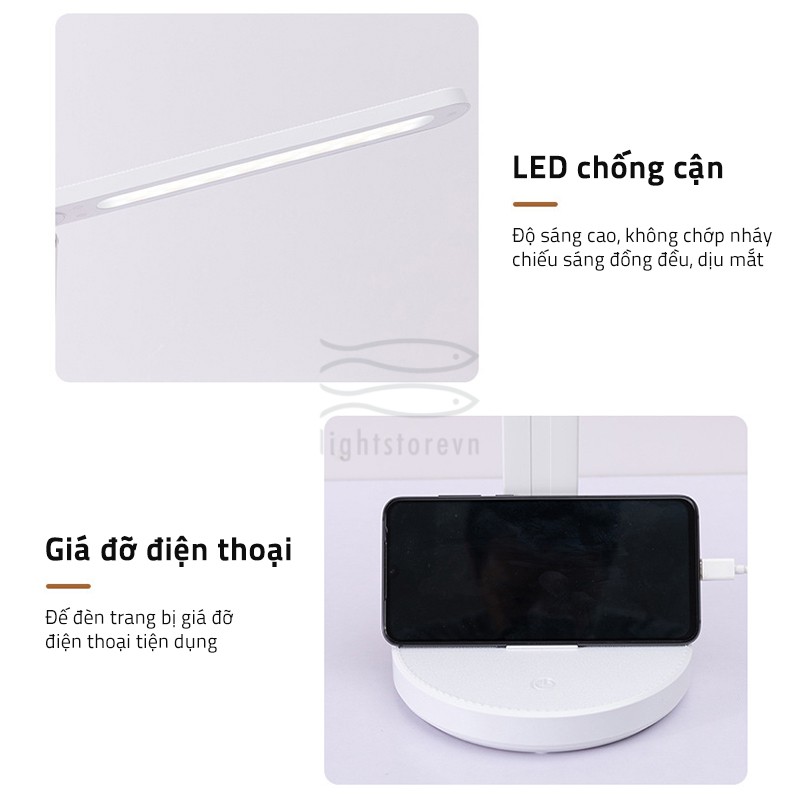 Đèn bàn học ánh sáng vàng trắng pin sạc 4000mAh model SL-898 công suất 9W với 3 chế độ sáng trắng, vàng, trắng ấm